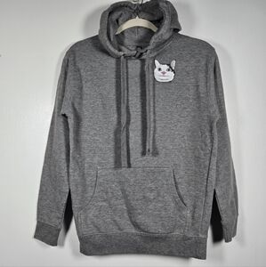 Gray Beluga Cat Meme Face Fleece Hoodie Sweatshirt Size Small Cotton Heritage